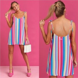 🌈 $200 Show Me Your Mumu Barbie Kens Crayons Dress Rainbow Tie Shoulders 🤩